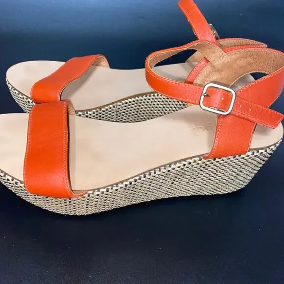 Maypol Brown Leather Woven Wedge Heels Platform Sandals Women's Size 38 US 7.5 - Picture 5 of 9